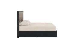 Mor Furniture Amy Upholstered Panel Bed In Dark Oak, Queen