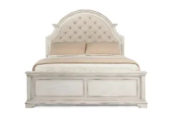 Mor Furniture Anastasia Upholstered Panel Bed In Antique Bisque, Queen