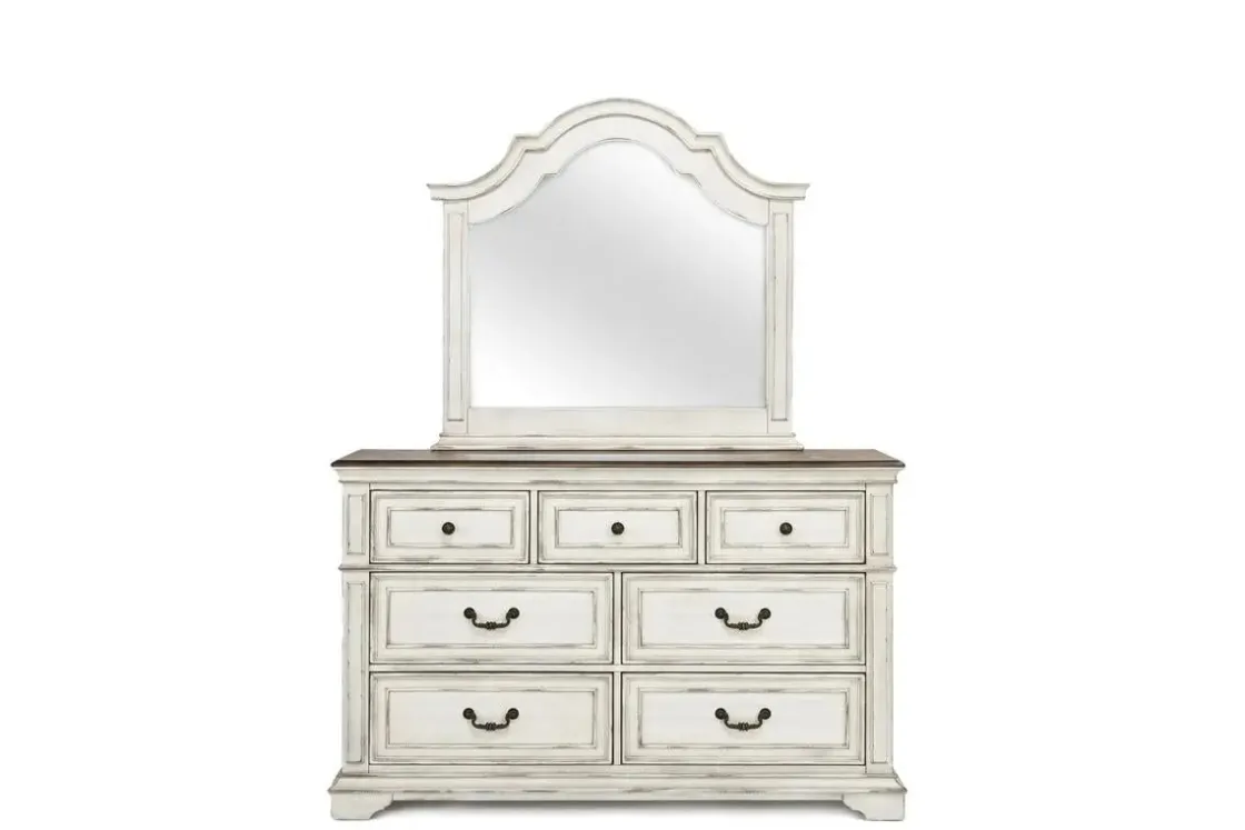 Mor Furniture Anastasia Upholstered Panel Bed, Dresser, Mirror & Nightstand, Queen