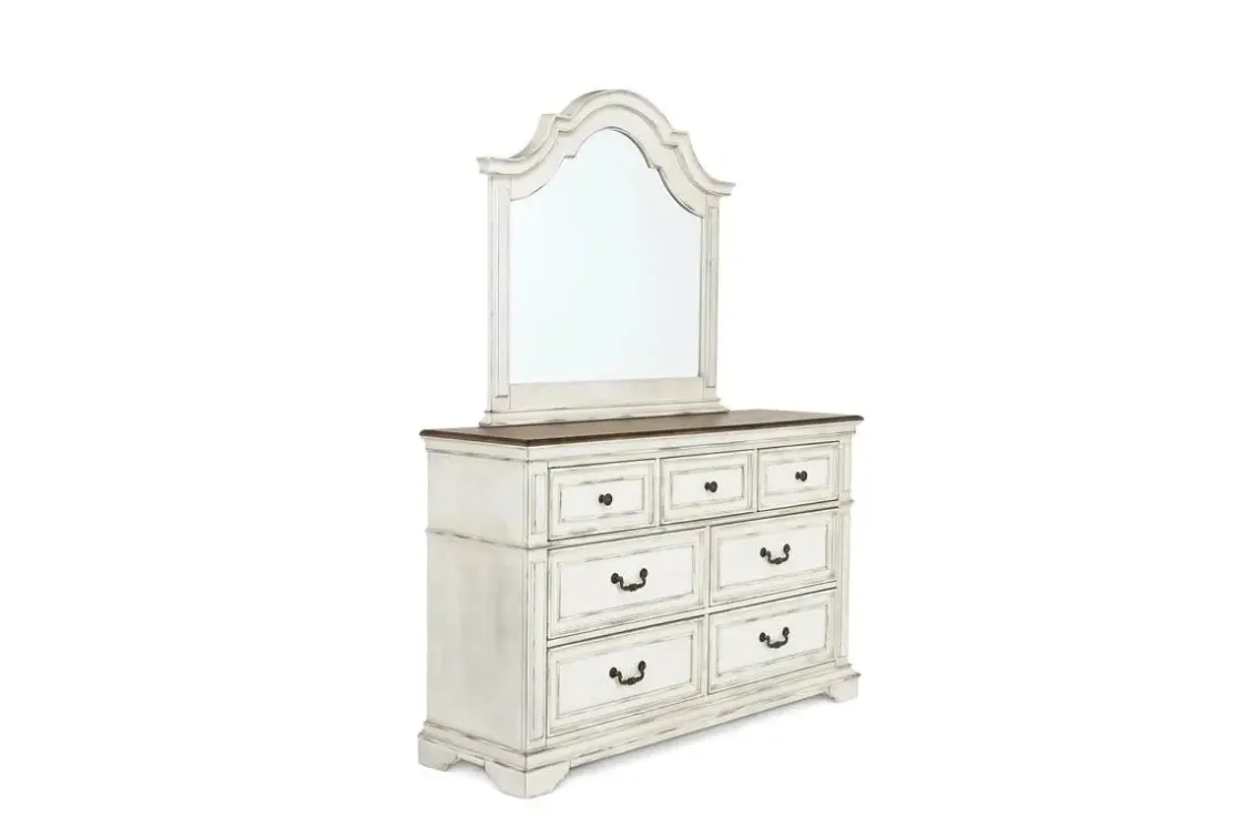 Mor Furniture Anastasia Upholstered Panel Bed, Dresser, Mirror & Nightstand, Queen