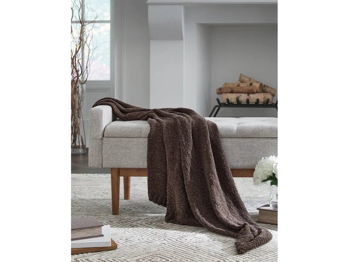 Mor Furniture Anawood Throw Blanket In Oatmeal