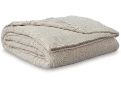 Mor Furniture Anawood Throw Blanket In Oatmeal