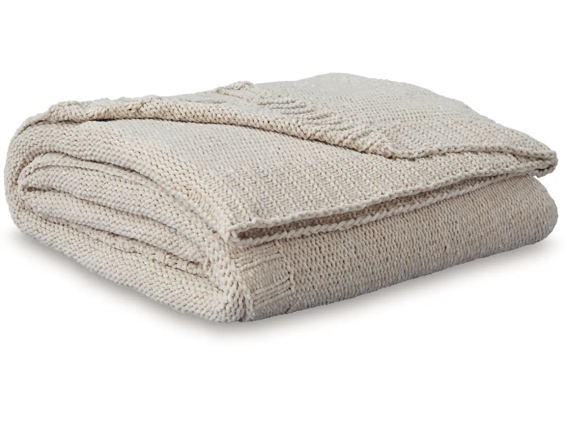 Mor Furniture Anawood Throw Blanket In Oatmeal