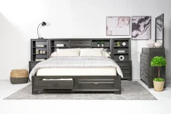 Mor Furniture Andes Wall Bed, Dresser & Mirror In Charcoal, Twin