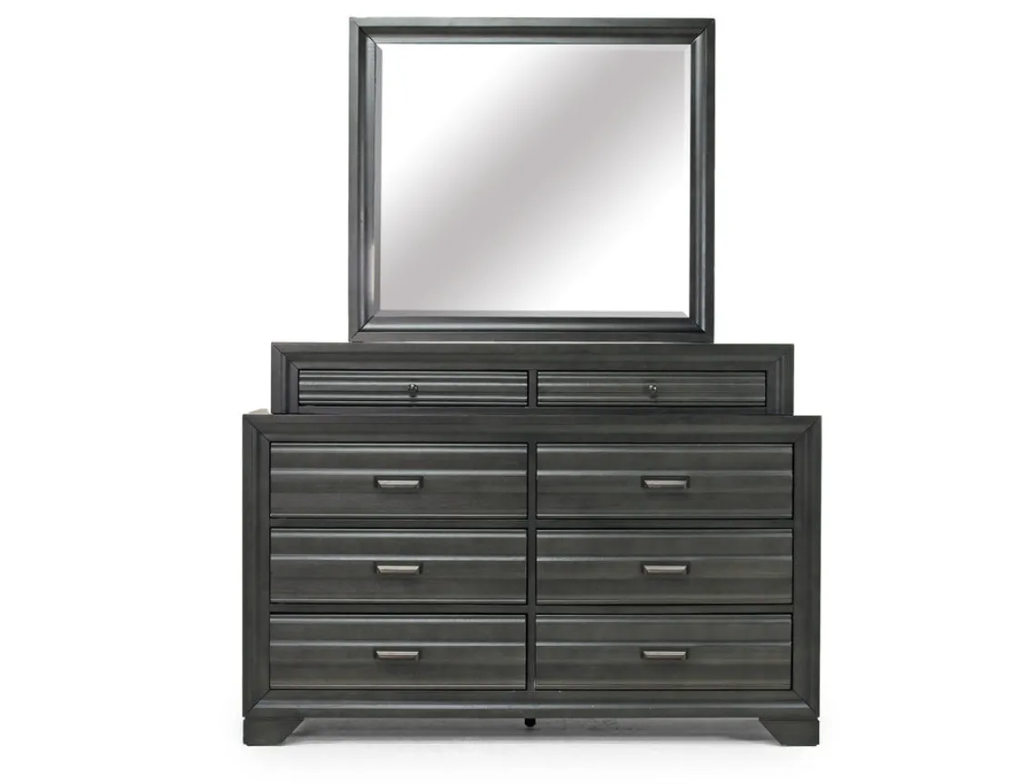 Mor Furniture Andes Wall Bed, Dresser & Mirror In Charcoal, Twin