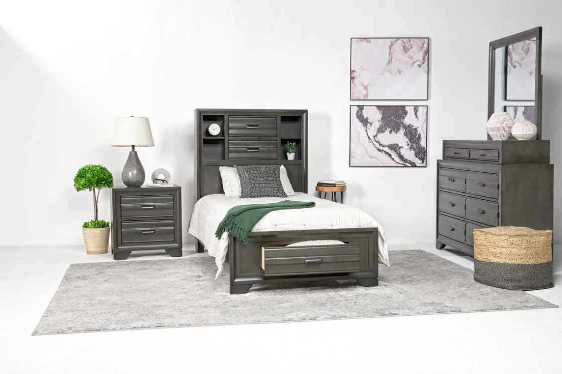 Mor Furniture Andes Wall Bed, Dresser & Mirror In Charcoal, Twin