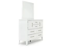 Mor Furniture Andover Panel Bed, Dresser, Mirror & Nightstand In White, Twin