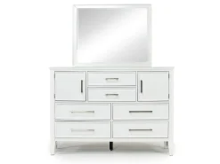 Mor Furniture Andover Panel Bed, Dresser, Mirror & Nightstand In White, Twin