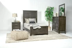 Mor Furniture Andover Panel Bed, Dresser, Mirror & Nightstand In White, Twin