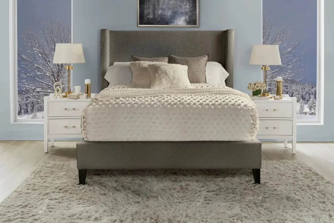 Mor Furniture Angel Upholstered Panel Bed In Charcoal, Queen