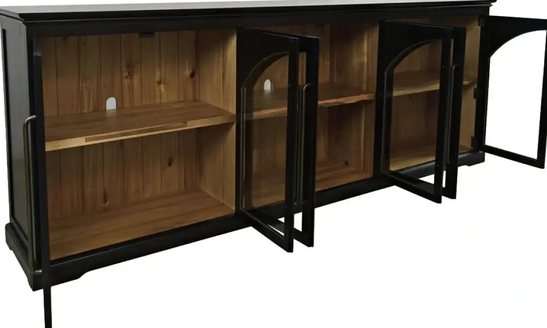 Mor Furniture Archdale 6 Door Accent Console In Black, 96 Inch