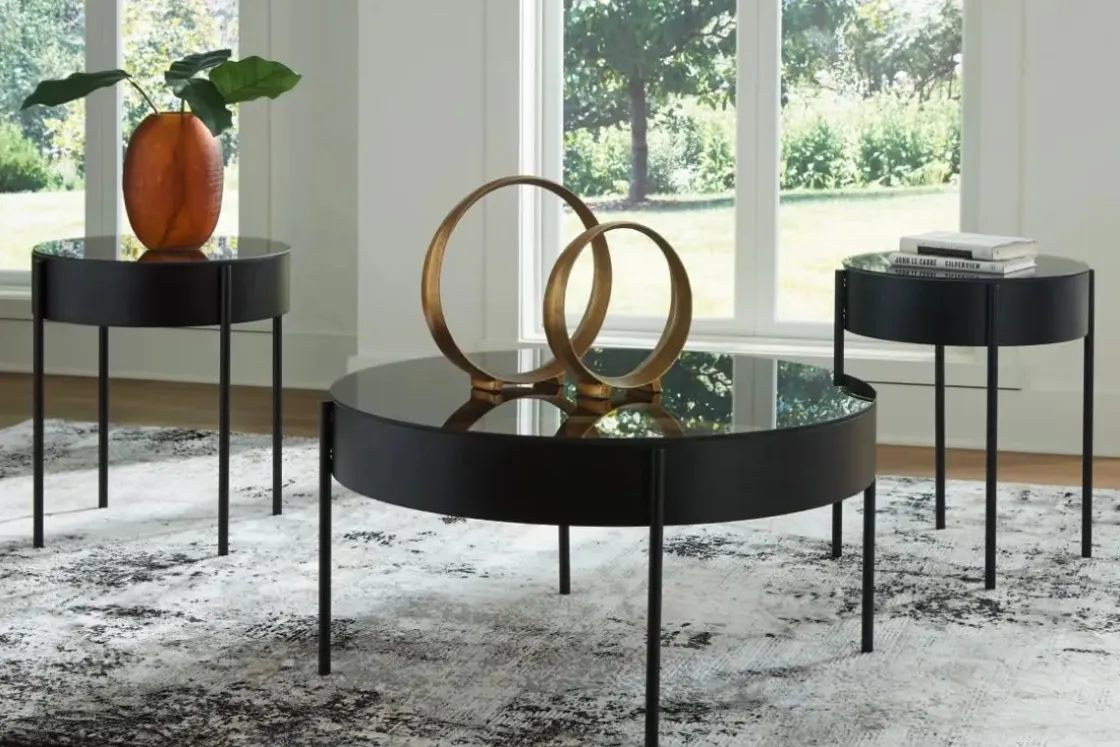 Mor Furniture Ardoline Coffee Table & 2 End Tables In Black