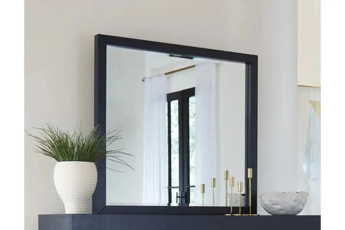 Mor Furniture Argento Mirror In Navy Blue