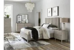 Mor Furniture Argento Panel Bed, Dresser, Mirror & Nightstand In Misty Gray, Full