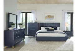 Mor Furniture Argento Panel Bed, Dresser, Mirror & Nightstand In Misty Gray, Full