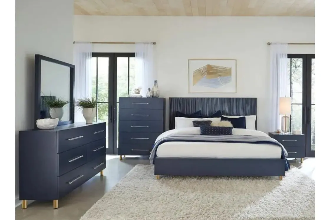 Mor Furniture Argento Panel Bed, Dresser, Mirror & Nightstand In Misty Gray, Full