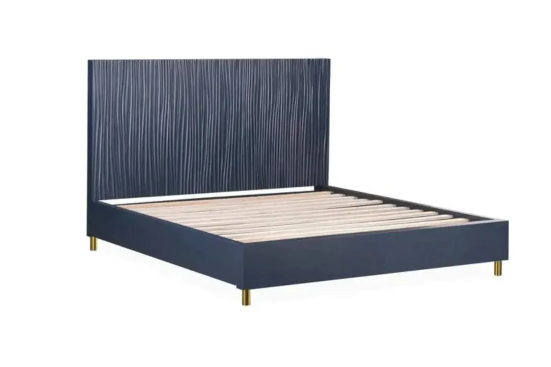 Mor Furniture Argento Panel Bed In Navy Blue, Full