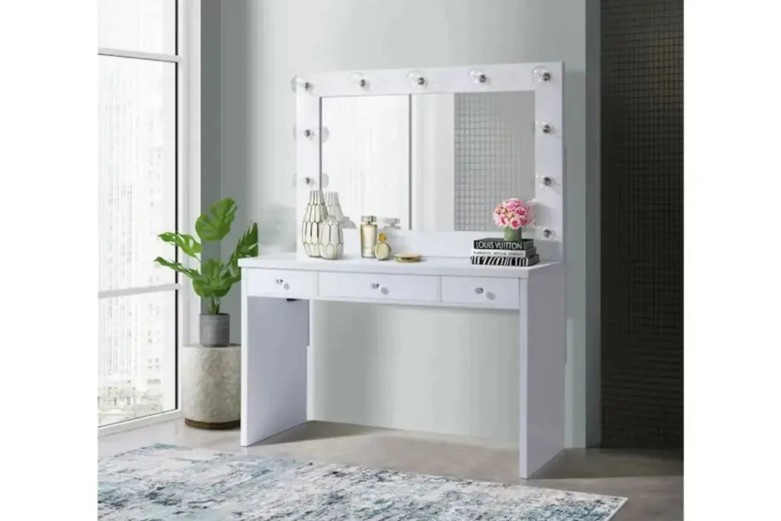 Mor Furniture Ariana Vanity & Mirror In White