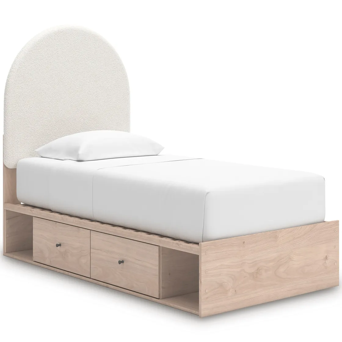 Mor Furniture Arloster Panel Bed W/ 2 Drawer Storage In White, Twin
