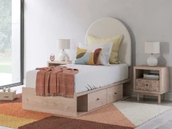 Mor Furniture Arloster Panel Bed W/ 2 Drawer Storage In White, Twin