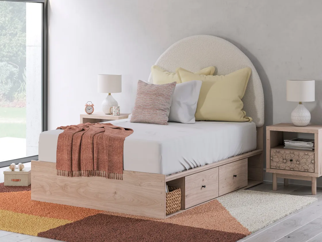 Mor Furniture Arloster Panel Bed W/ 2 Drawer Storage In White, Twin