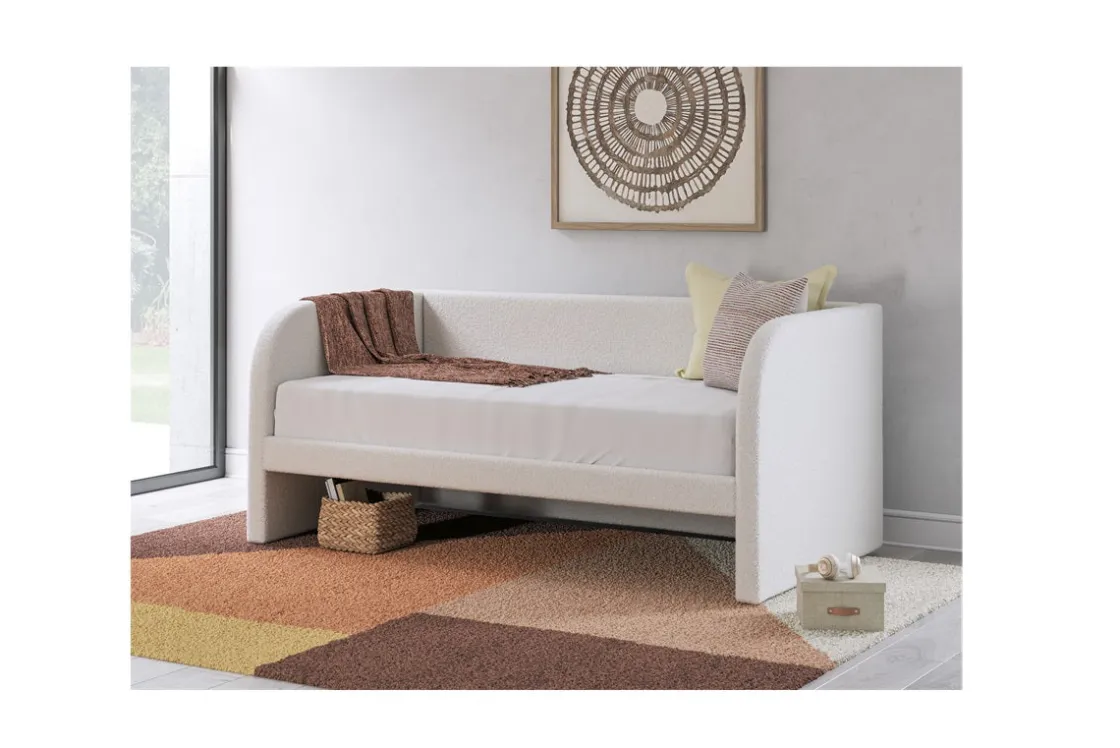 Kids Mor Furniture Arloster Upholstered Daybed In Tan/White, Twin