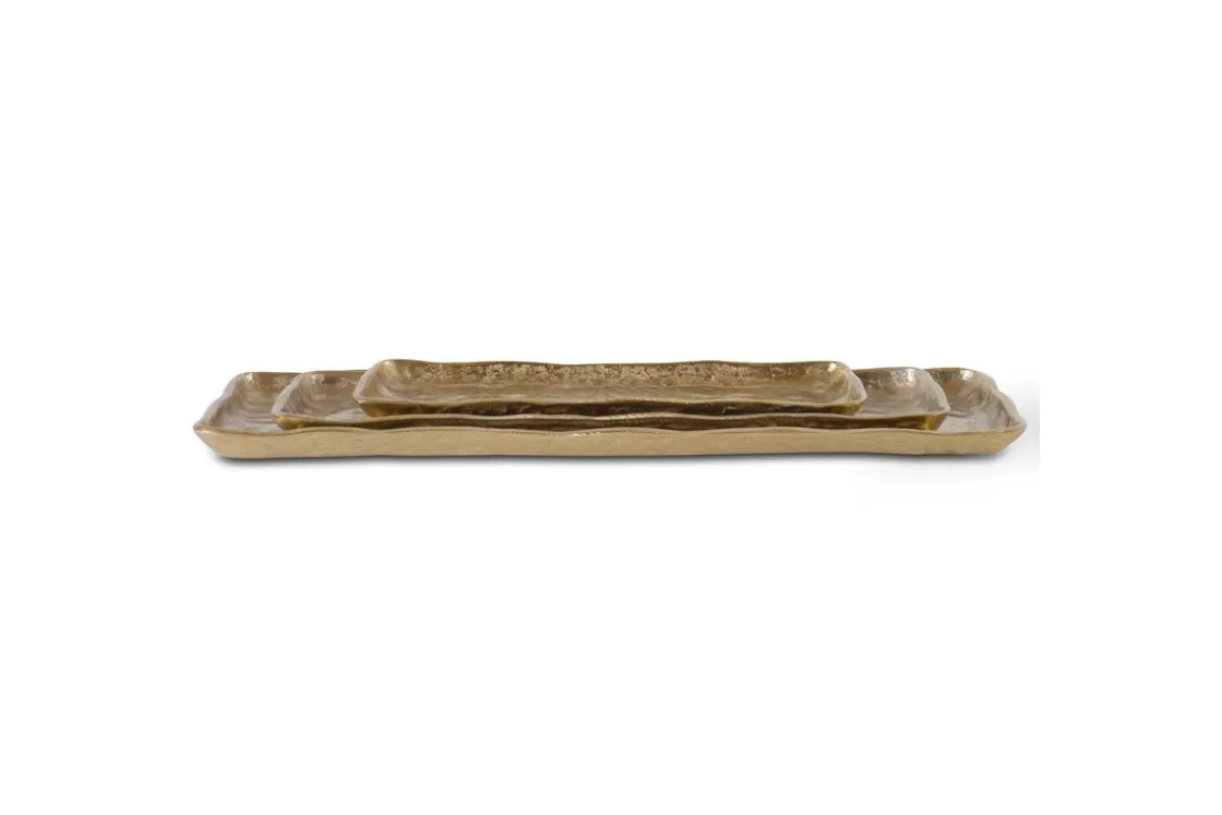 Mor Furniture Artesian Tray In Gold, Set Of 3