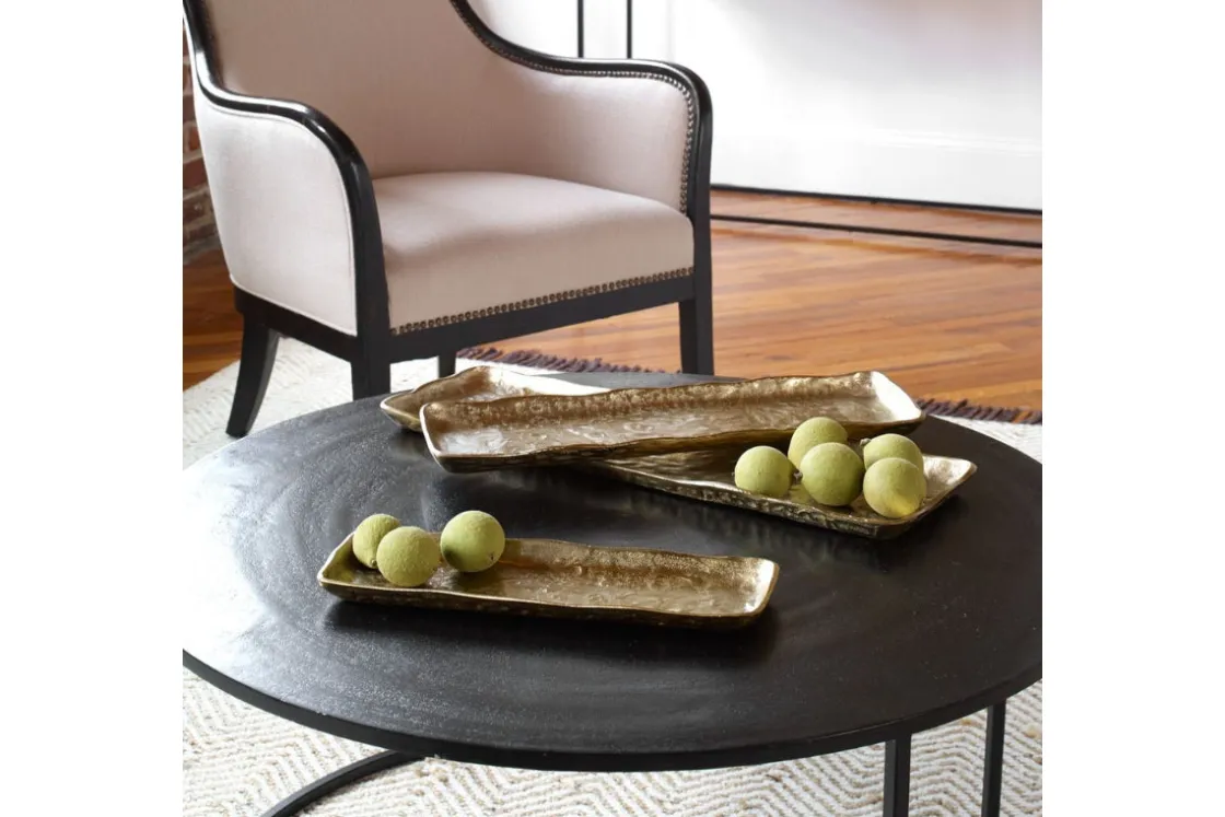 Mor Furniture Artesian Tray In Gold, Set Of 3