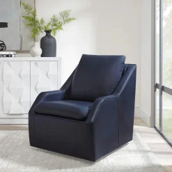 Mor Furniture Asher Leather 360 Degree Swivel Chair In Ice