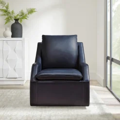 Mor Furniture Asher Leather 360 Degree Swivel Chair In Ice
