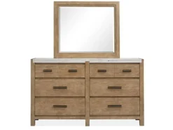 Mor Furniture Aspen Valley Panel Bed, Dresser, Mirror & Nightstand In Sierra Brown, Queen
