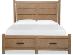 Mor Furniture Aspen Valley Panel Bed W/ Storage In Sierra Brown, Queen