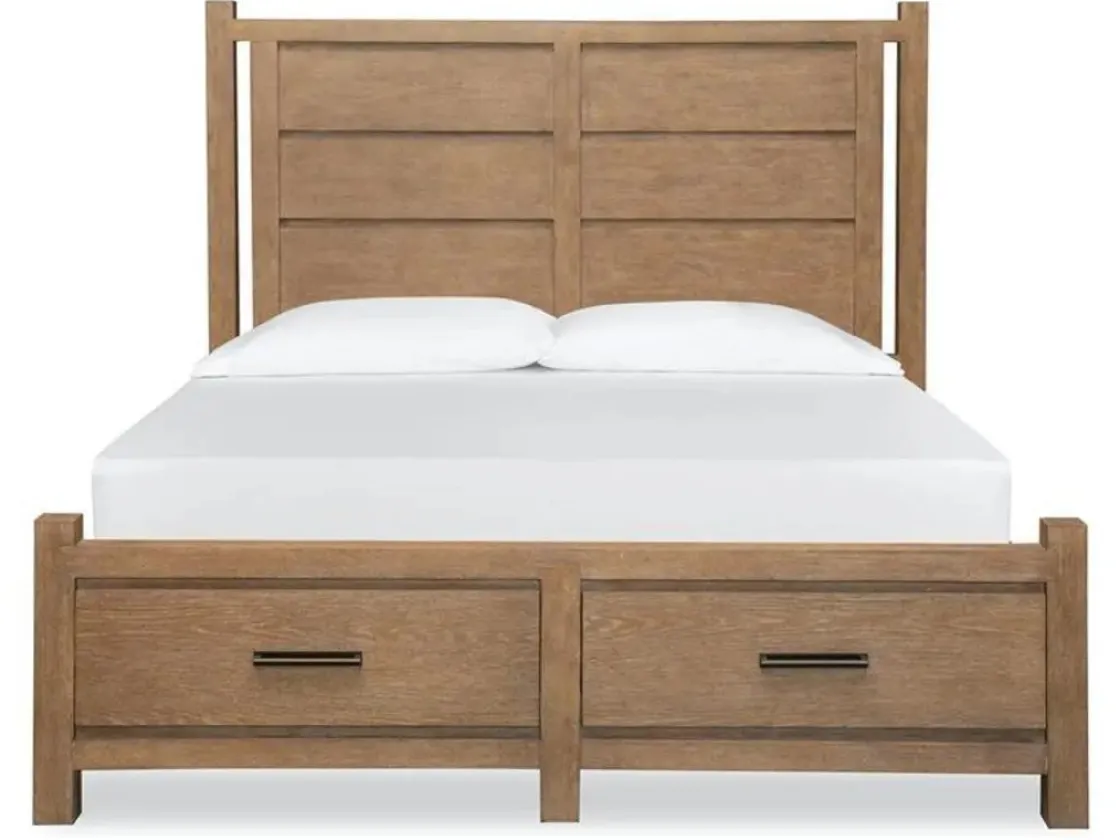 Mor Furniture Aspen Valley Panel Bed W/ Storage In Sierra Brown, Queen