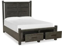Mor Furniture Aspen Valley Panel Bed W/ Storage In Sierra Brown, Queen