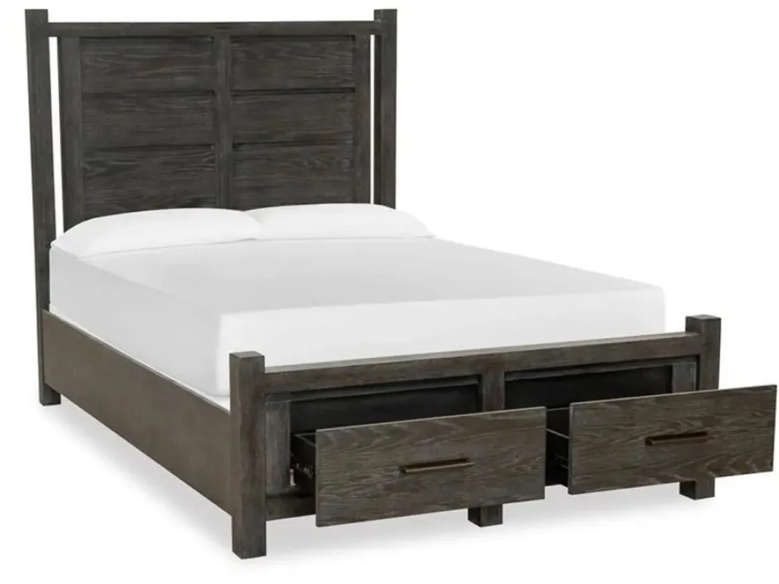 Mor Furniture Aspen Valley Panel Bed W/ Storage In Sierra Brown, Queen