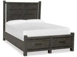 Mor Furniture Aspen Valley Panel Bed W/ Storage In Sierra Brown, Queen