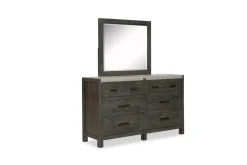 Mor Furniture Aspen Valley Panel Bed W/ Storage, Dresser, Mirror & Nightstand In Sierra Brown, Queen