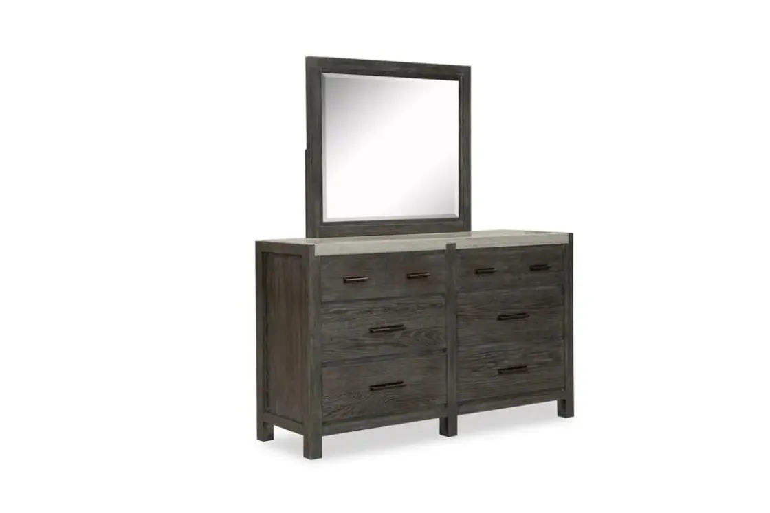 Mor Furniture Aspen Valley Panel Bed W/ Storage, Dresser, Mirror & Nightstand In Sierra Brown, Queen