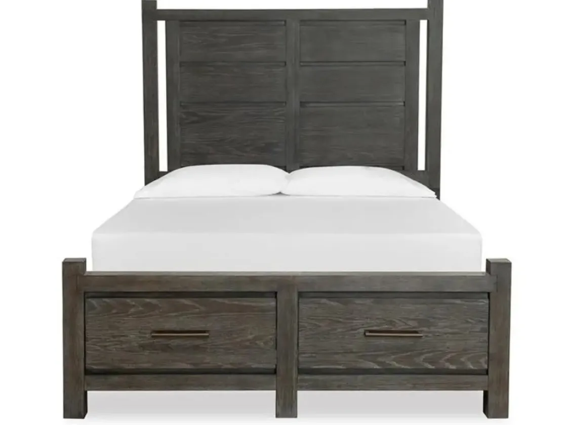 Mor Furniture Aspen Valley Panel Bed W/ Storage, Dresser, Mirror & Nightstand In Sierra Brown, Queen