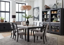 Mor Furniture Aspen Valley Stone Top Dining Table, 4 Chairs & 2 Upholstered Chairs In