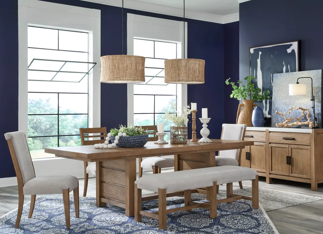 Mor Furniture Aspen Valley Stone Top Dining Table In Sierra Brown
