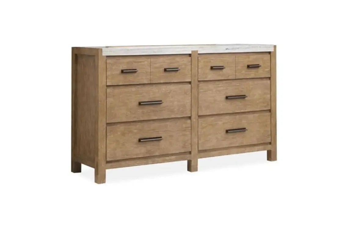 Mor Furniture Aspen Valley Upholstered Panel Bed, Dresser, Mirror & Nightstand In Sierra Brown, Queen