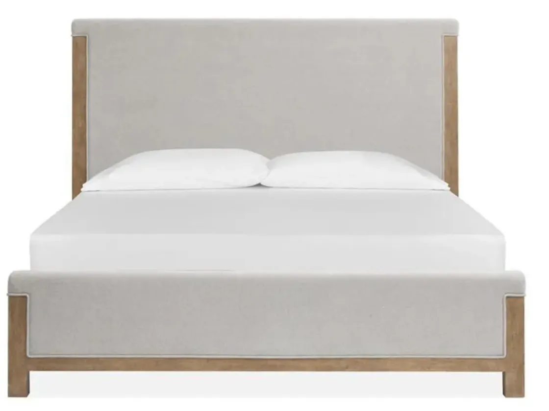 Mor Furniture Aspen Valley Upholstered Panel Bed, Dresser, Mirror & Nightstand In Sierra Brown, Queen