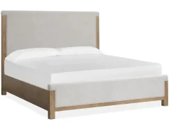 Mor Furniture Aspen Valley Upholstered Panel Bed, Dresser, Mirror & Nightstand In Sierra Brown, Queen