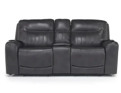 Mor Furniture Banks 3 Power Console Loveseat In Chesapeake Charcoal Leather