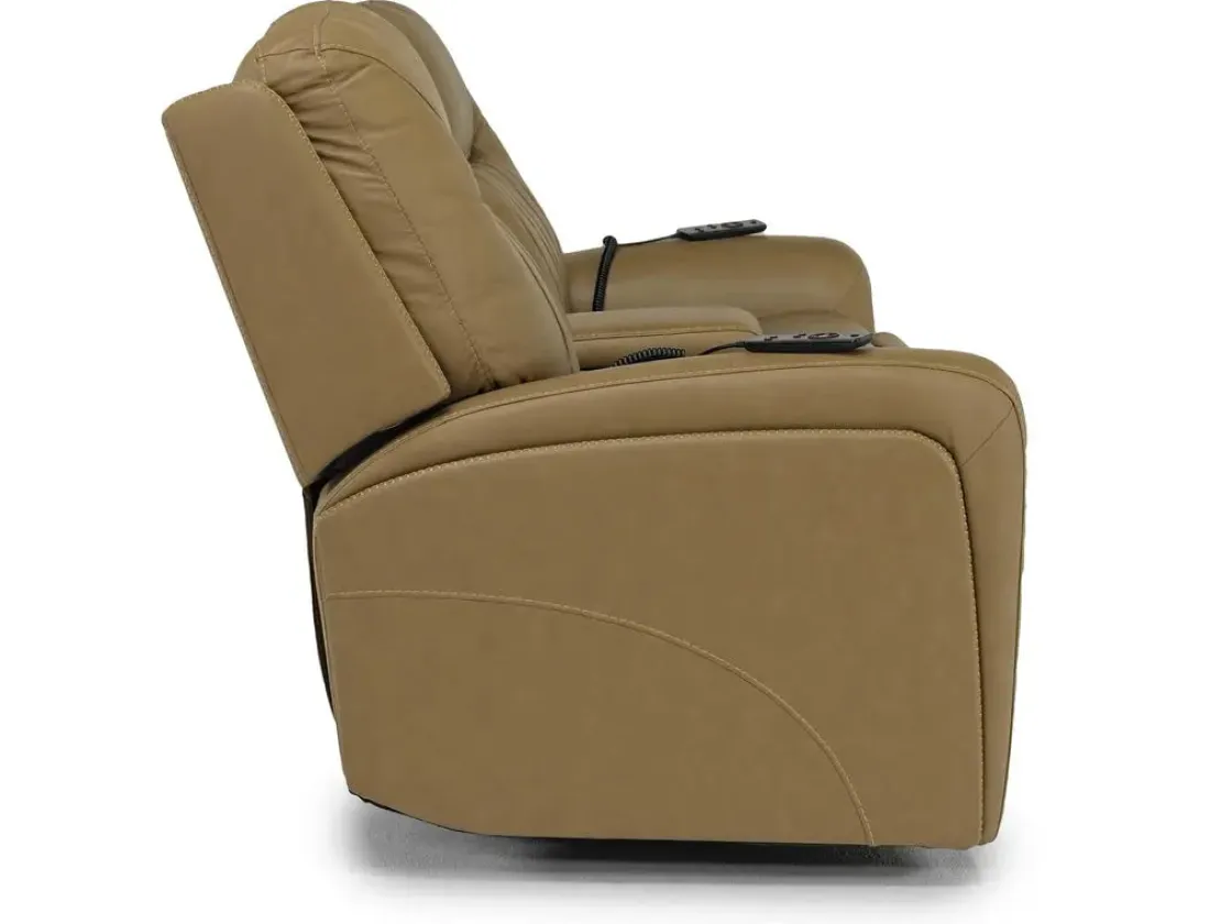 Mor Furniture Banks 3 Power Console Loveseat In Chesapeake Charcoal Leather