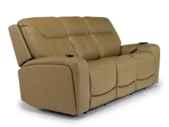 Mor Furniture Banks 3 Power Sofa In Chesapeake Charcoal Leather
