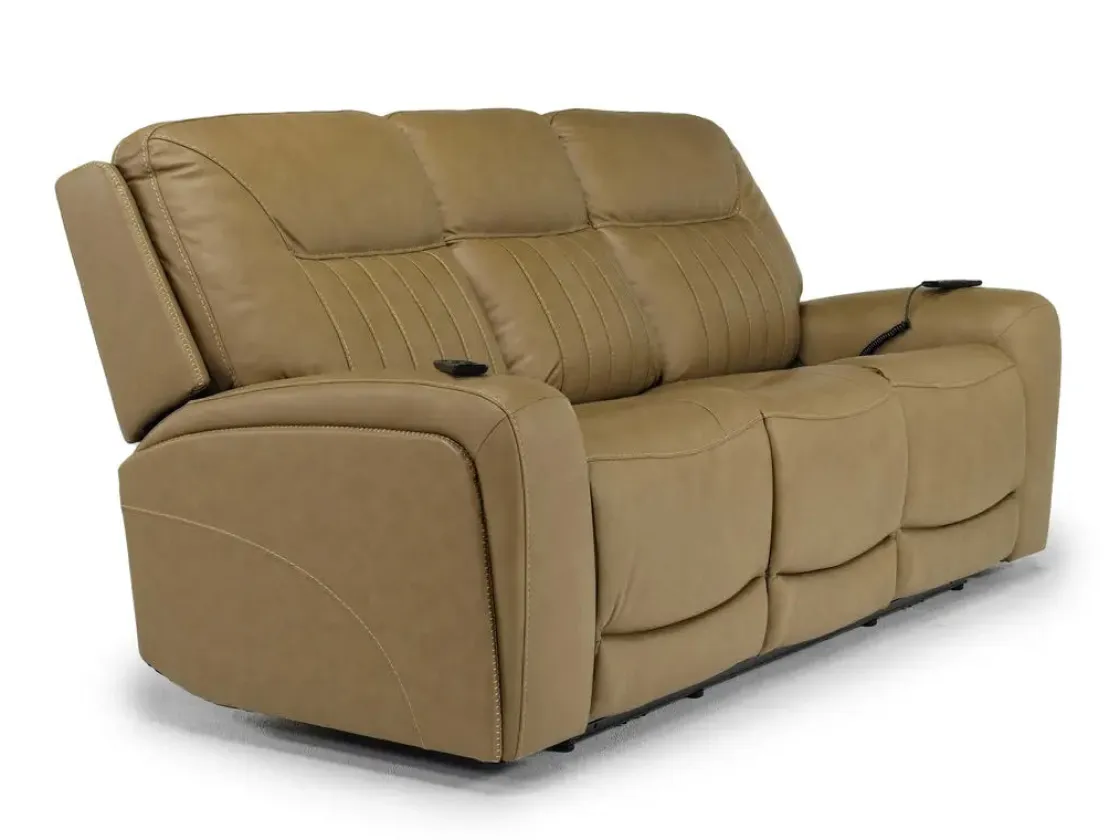 Mor Furniture Banks 3 Power Sofa In Chesapeake Charcoal Leather