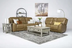 Mor Furniture Banks 3 Power Sofa In Chesapeake Charcoal Leather