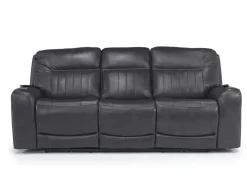 Mor Furniture Banks 3 Power Sofa In Chesapeake Charcoal Leather